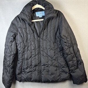 Nine‎ West Down Puffer Jacket Womens Size M Black Pockets Outdoor Light Packable